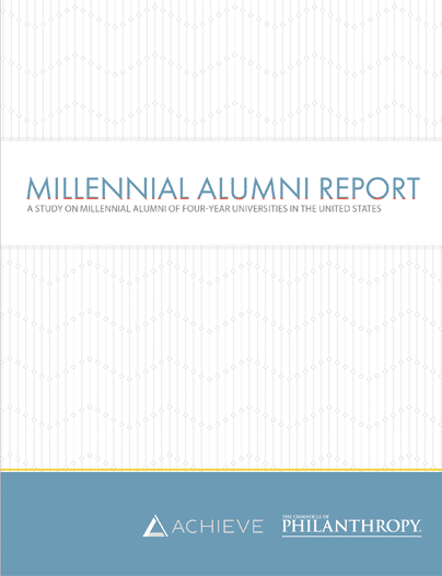 cover of document reading millennial alumni report
