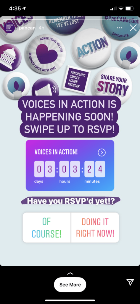cell phone screen with instagram count down