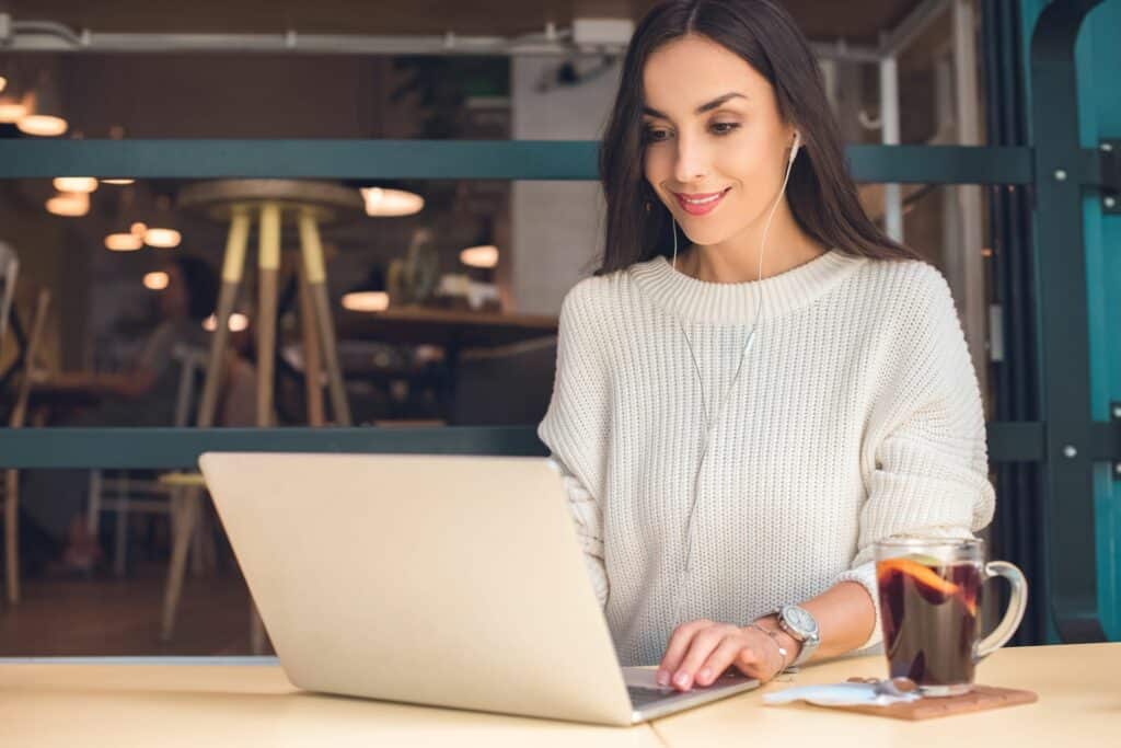woman working at laptop