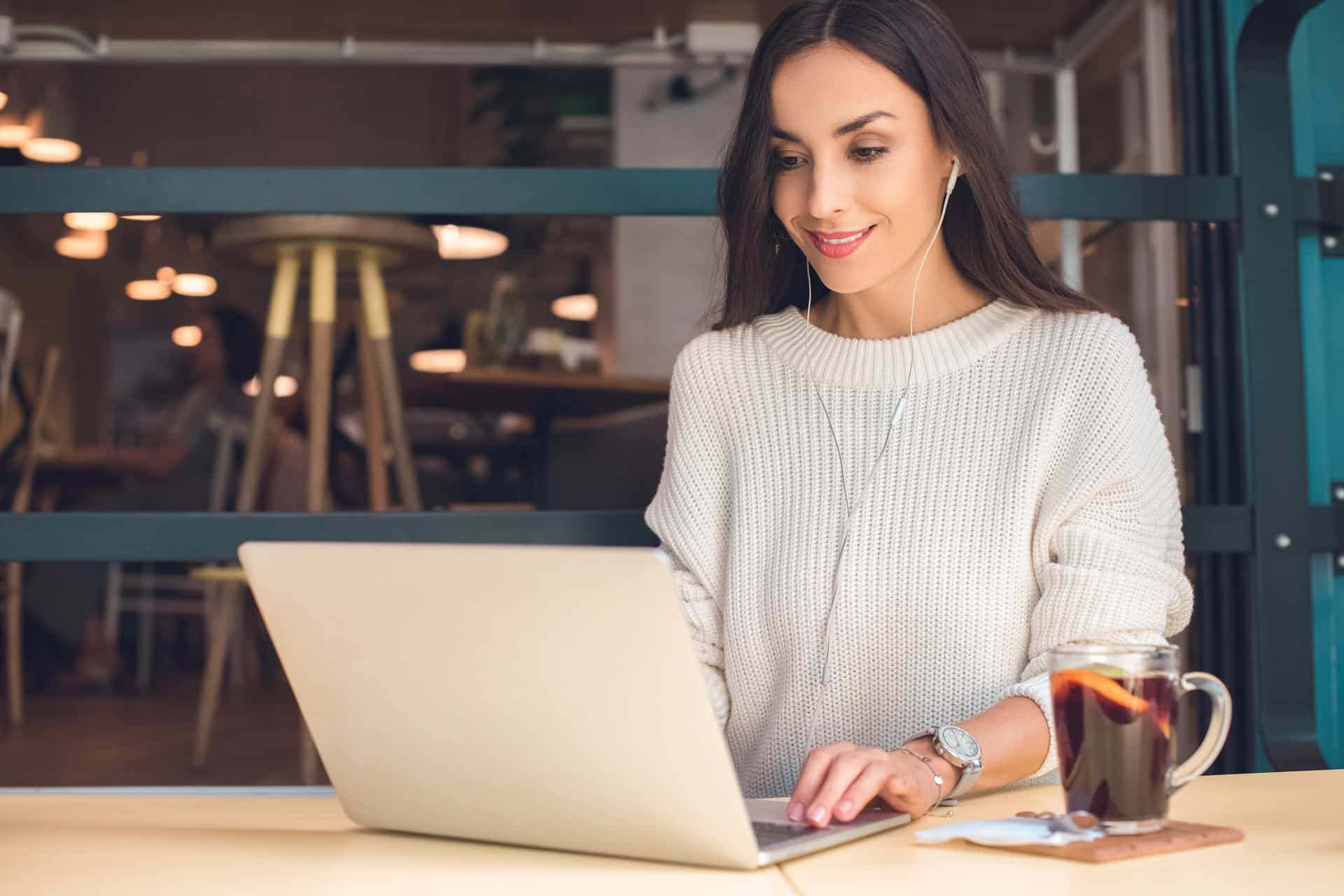 woman working at laptop