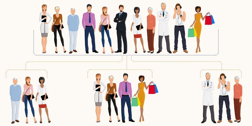 cartoon images of groups of people