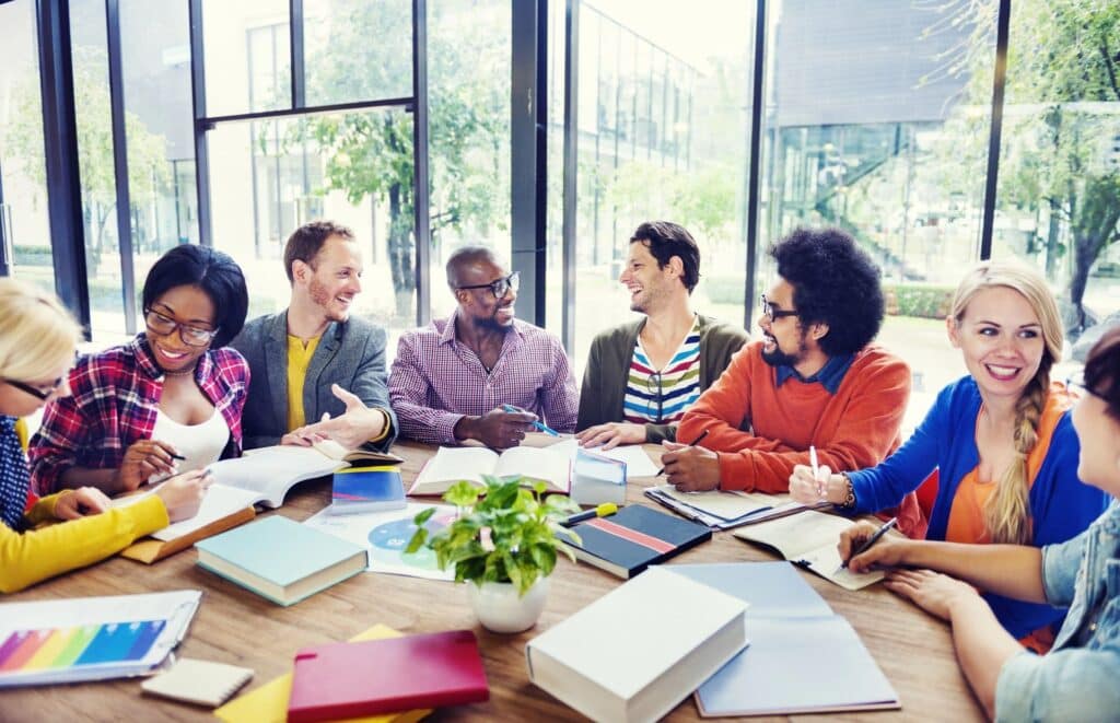group of people sitting at a table